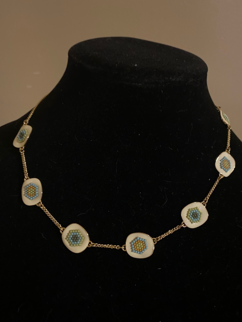 Talbots Enamel Quilt Station Necklace Vintage